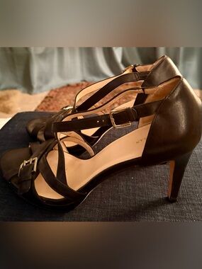 Cole Haan Nike Air Technology Black Strappy 4” Heel Sandals
